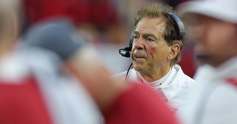 Nick Saban Coach Alabama Bloody cheek