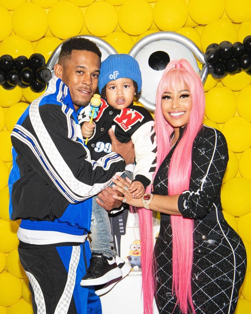 Nicki Minaj with husband Kenneth Petty and son Papa Bear