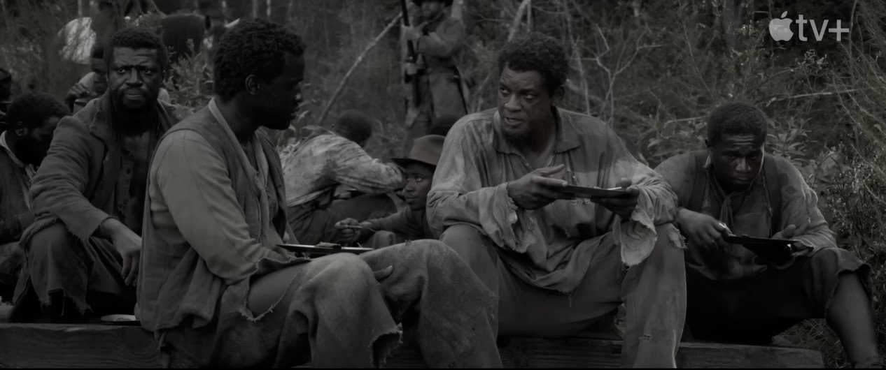 Will Smith as Peter with other enslaved people in Emancipation