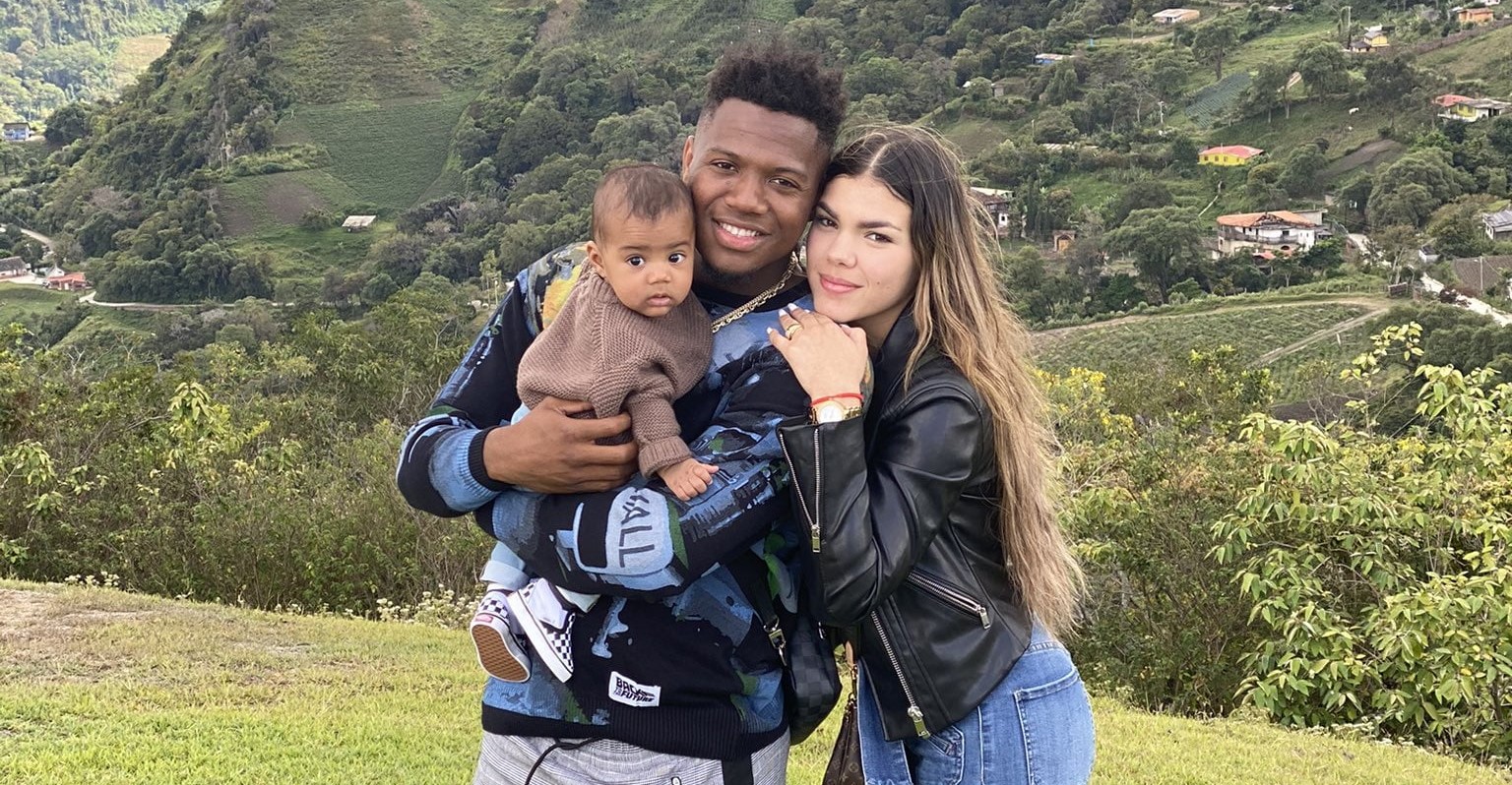 Ronald Acuna Jr. with fiancée Maria Laborde and their son