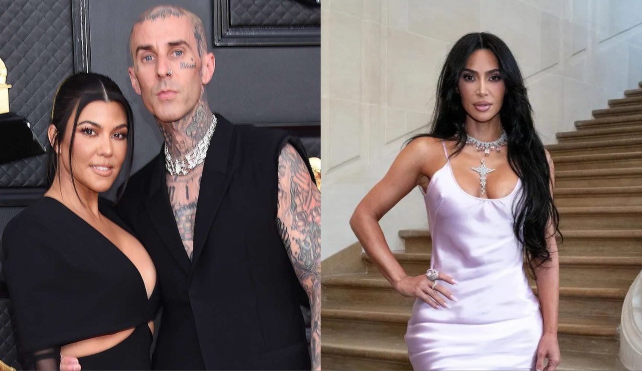 Travis Barker, Kourtney Kardashian and Kim Kardashian