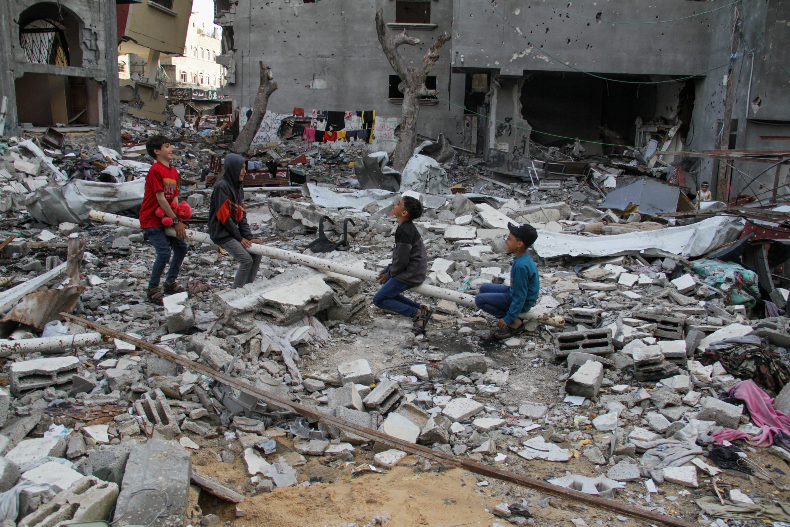 Children Play Among Gaza's Ruins During Eid